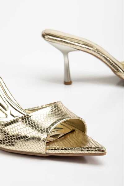 CHİCELLA SHOES Bellezza Gold Pointed Toe Women's Slippers
