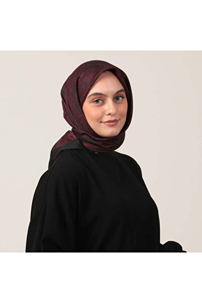 ipekistanbul وشاح من القطن والحرير - نمط ماندالا - لون أرجواني غامق