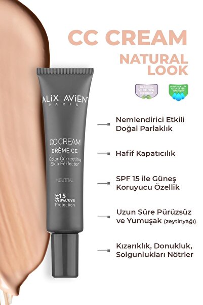Alix Avien CC Krem Renk Düzenleyici Nötr - CC Cream Neutral SPF 15 UVB/UVA - ...