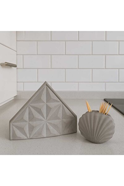 KARRA Concrete Napkin and Toothpick Holder Set - Bag