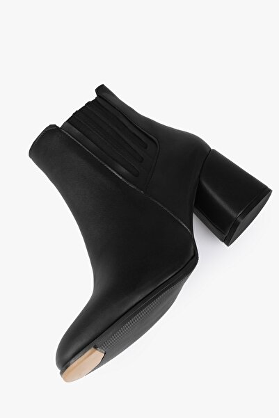 Shoeberry Γυναικείες μπότες με τακούνι Misty Black Skin Μαύρο δέρμα