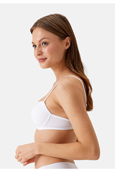 Pierre Cardin 2'li Ekonomik Paket Beyaz Bordo 6352-3 Milan Destekli Dantelli Ve Micro Sütyen Set