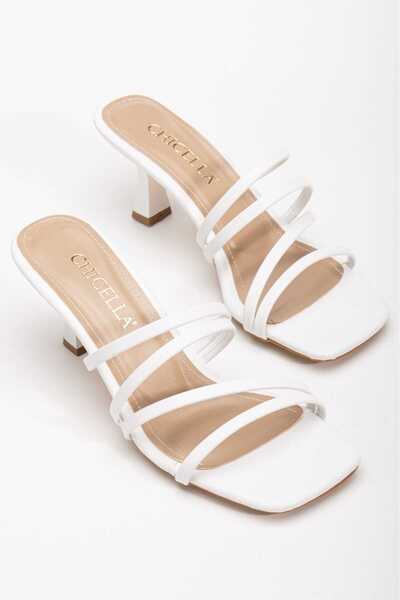CHİCELLA Jolie White Short Heeled Women's Slippers