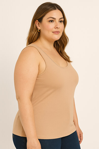 HNX Brown Cotton Large Size Thick Strap Women's Undershirt