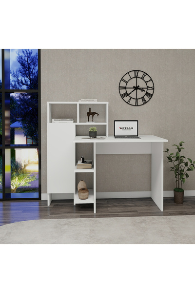 ARNETTİ Buğra Dolaplı Çalışma Masası – Beyaz, Bilgisayar Masası