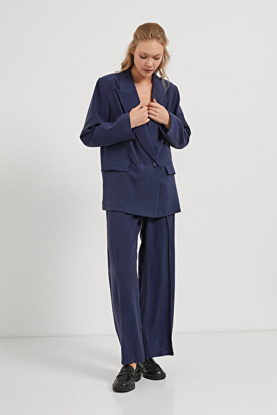 Arma Life Women's Premium Basic Oversize Navy Blue Blazer Jacket