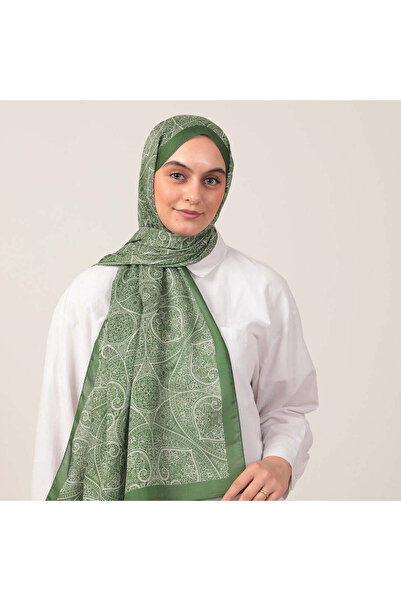 ipekistanbul شال من القطن والحرير - نقش حناء - أخضر