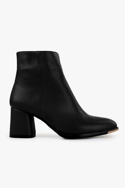Shoeberry Kadın Haylee Siyah Cilt Topuklu Bot Siyah Cilt