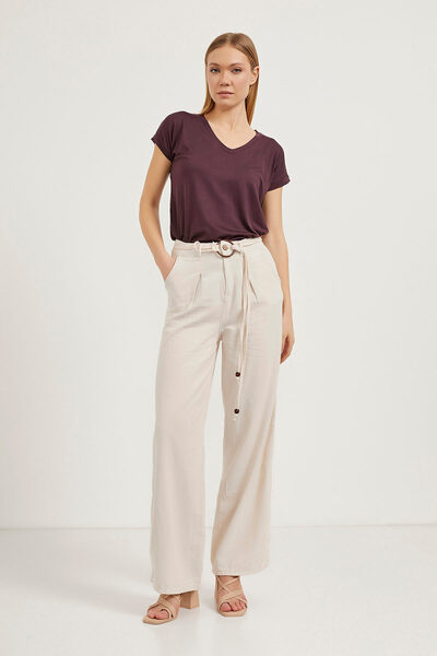 Arma Life Women's Wide Leg Stone Palazzo Trousers with Belt