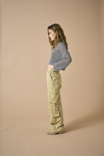 ONLY Beige Women's Cargo Pants - Onlmirren Mw, Loose Fit, Stonegray 15331719