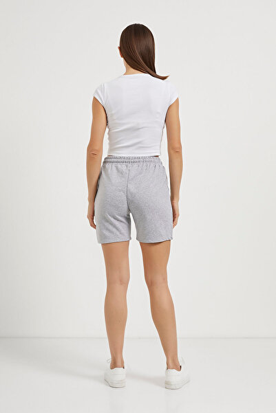 Arma Life Kadın Beli Lastikli Yazlık Iki Iplik Gri Mini Şort