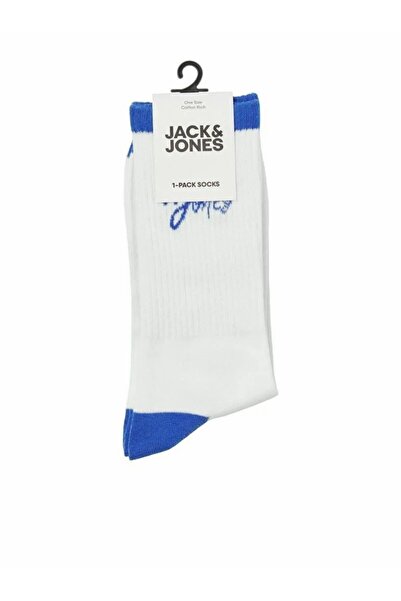 Jack & Jones Erkek Mavi Jaccal Logo Tennis Sock Çorap 12252044-Whıteb