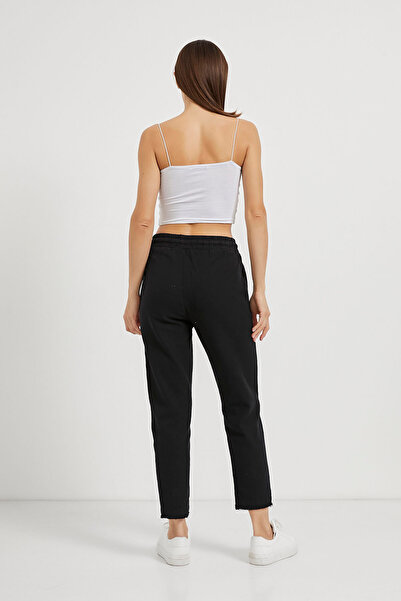 Arma Life Women's Leg Tassel Natural Fabric Comfortable Black Trousers