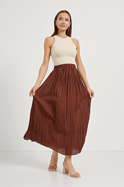Arma Life Armalıfe 25073 Maxi Women's Skirt with Kraş Detail and Elastic Waist