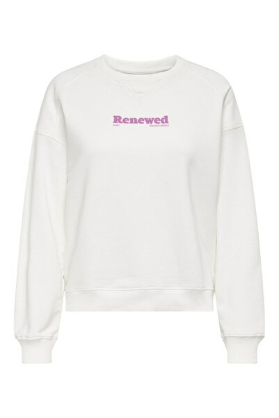 ONLY Women's White Onldiana L/S Sporty O-Neck Box Ub Swt Sweatshirt 15320699-Clouddanc