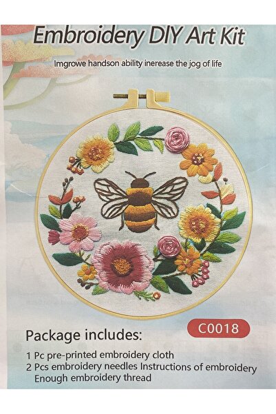 EleganTShoP Elegant Kanaviçe Baskılı Etamin Kiti (iplik, iğne, kumaş) 15*15 c...