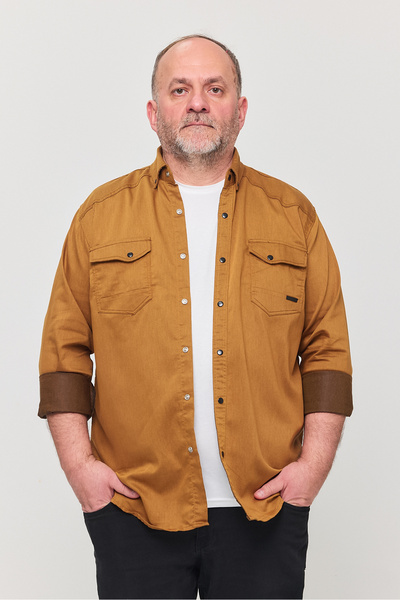 YXC Trend Maker Large Size Men's Lycra Double Pocket Mustard (5XL Suitable for 110-115 kg)