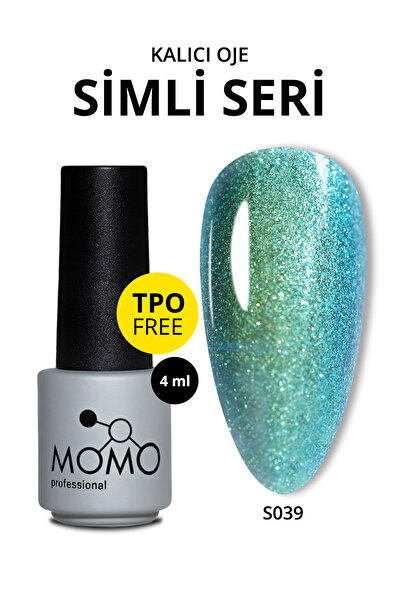MOMO professional Kalıcı Oje S039, Yoğun Simli Açık Petrol Mavi, 4 ml, TPO- FREE