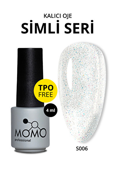 MOMO professional Kalıcı Oje S006, Renkli Simli Şeffaf, 4 ml, TPO- FREE