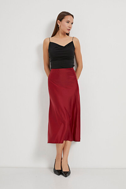Arma Life Жіноча літня довга бордова атласна спідниця на блискавці