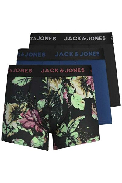 Jack & Jones Ανδρικά μαύρα εσώρουχα Jacdark Flower Mirco Fiber Trunks 3-pack Boxer 12185407-Μαύρο