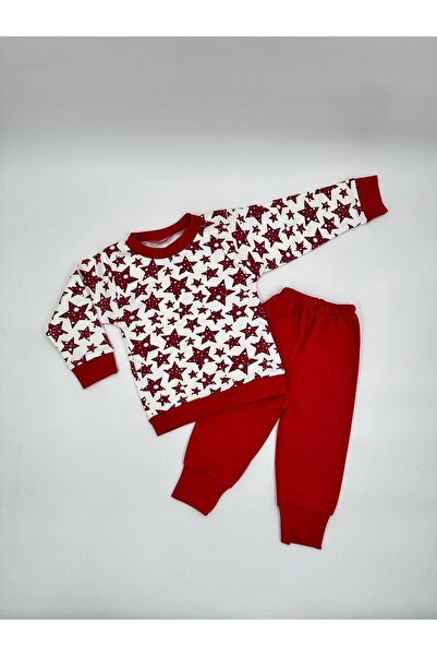 Feyza Star Patterned 100% Cotton Soft Combed Cotton Baby Bottom - Top Set
