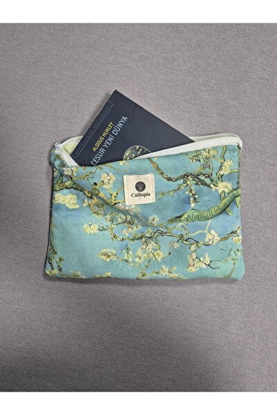 Calliopia Van Gogh Badem Ağacı Fermuarlı Kitap Kılıfı/Makyaj Çantası