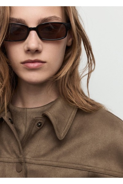 MANGO Woman Deri görünümlü cepli ceket