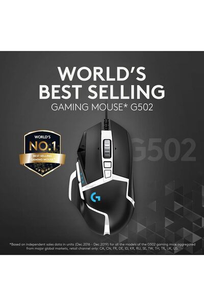 logitech G502 Hero SE RGB Gaming Mouse, 16000 DPI, White/Black