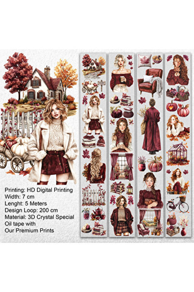 Onwize Scrapbook Autumn Whispers-3D Crystal Special Oil tape- Etiket-Pet Tape...