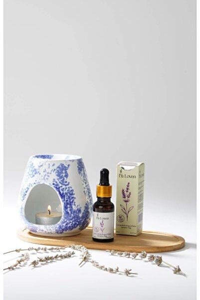 LaLoven Meditasyon İkilisi | Lavanta Yağı 20 ml ve Mavi Desenli Buhurdanlık |...