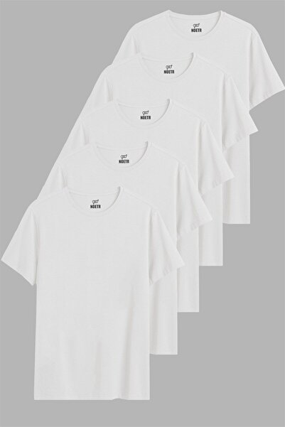 DK DAKSEL Kadın 5li Pamuklu Kısa Kollu Bisiklet Yaka Bol Tişört