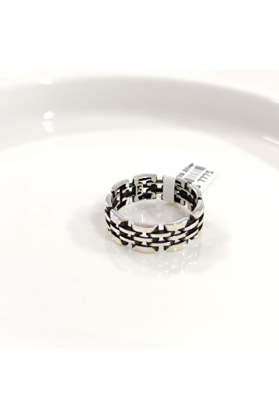 Güler Yüzlü Silver 7,40 MM GÜMÜŞ DESENLİ OKSİTLİ ALYANS YÜZÜK - 22