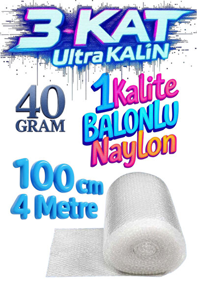 HBNC 40 Gram) 100 cm X 4 Metre Balonlu Ambalaj Naylonu Pat Pat Baloncuklu Naylon