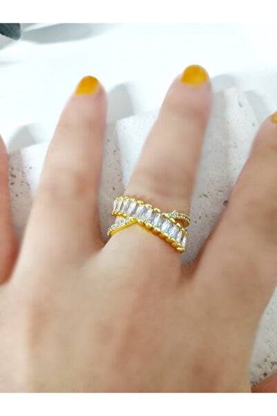 mos&more Gold Stone Cross Adjustable Ring
