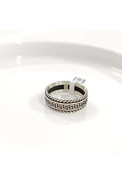 Güler Yüzlü Silver 7,40 MM GÜMÜŞ DESENLİ OKSİTLİ ALYANS YÜZÜK - 22