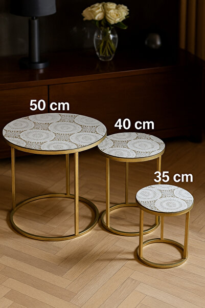 Rona Home Luxury Coffee Table Cover Set 3-Piece Coffee Table Cover Set Authentic and Stylish Design Waterproof and Stain Resistant