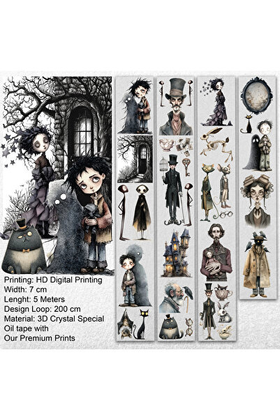 Onwize Scrapbook Who is Behind Me?-3D Crystal Special Oil tape- Etiket-Pet Ta...
