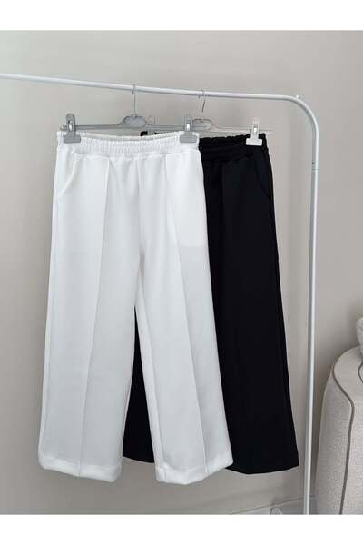 PALMİYE GİYİM Women's White Scuba Pants