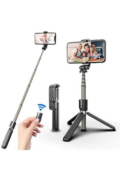 OEM Trepied telescopic, stick selfie 90 cm cu telecomandă Bluetooth