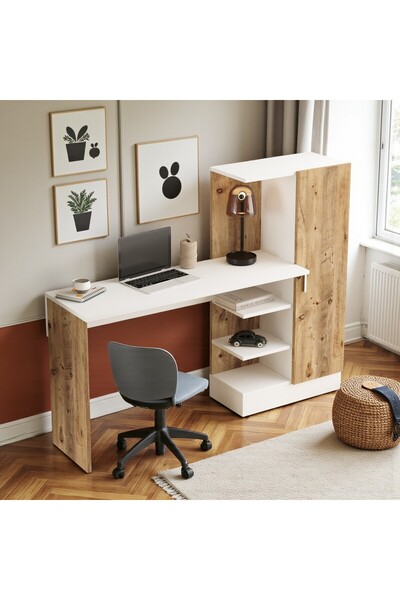 Robin Home Arthur Kitaplıklı Çalışma Masası Bilgisayar Masası