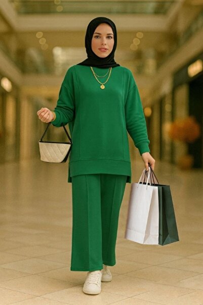 Mercan KUMSAL TAKIM Kristal İki İplik Tesettür Alt Üst İkili Takım Rahat Spor...