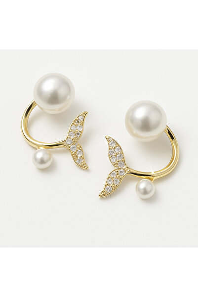 Nice For You Gerçek İncili 14K Altın Kaplama Zirkon Taşlı Denizkızı Kuyruğu K...