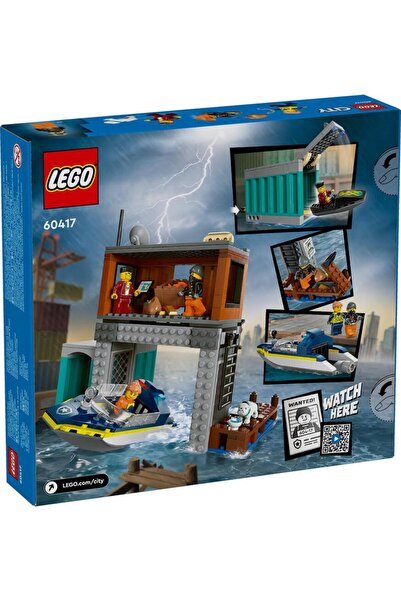 LEGO ® City Polis Sürat Teknesi ve Hırsızların Gizlenme Yeri 60417  - 6+ İçin Yapım Seti (311 Parça)