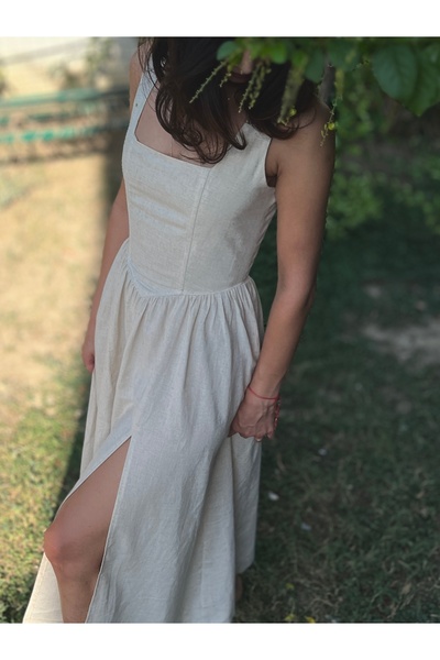 Tfifty Korseli Yırtmaçlı Romantik Elbise.