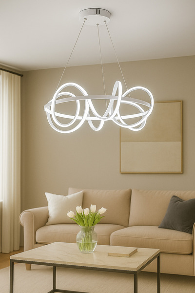 lüx aydınlatma SARMAŞIK 3 RENK MODERN SARKIT BEYAZ LEDLİ AVİZE YATAK ODASI - SALON