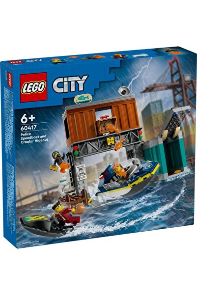 LEGO ® City Polis Sürat Teknesi ve Hırsızların Gizlenme Yeri 60417  - 6+ İçin Yapım Seti (311 Parça)