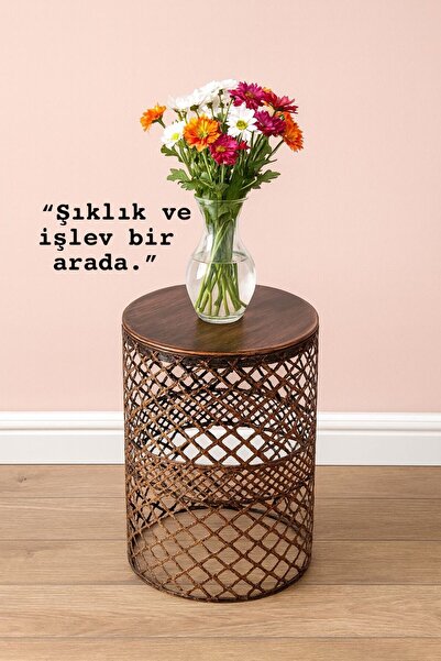 VENON Home Metal Modern Sehpa (350x480) Siyah Bakır Patine