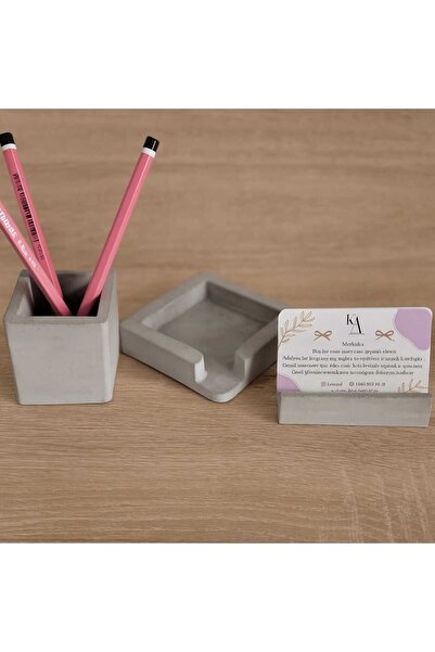 KARRA 3 Piece Concrete Office Set Table Top Organizer