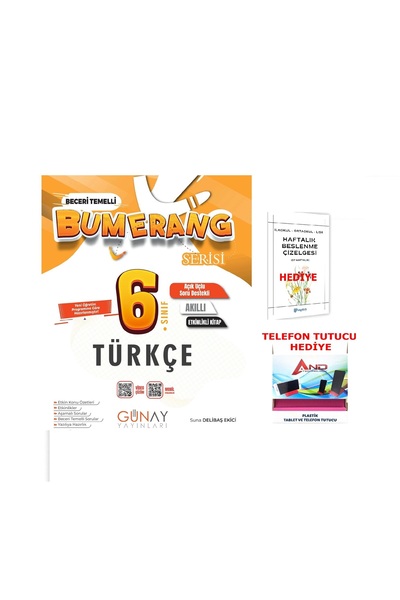 Günay Yayınları 2025-2026 Müfredat 6. Sınıf Türkçe Bumerang Serisi Etkinlikli Akıllı Defter